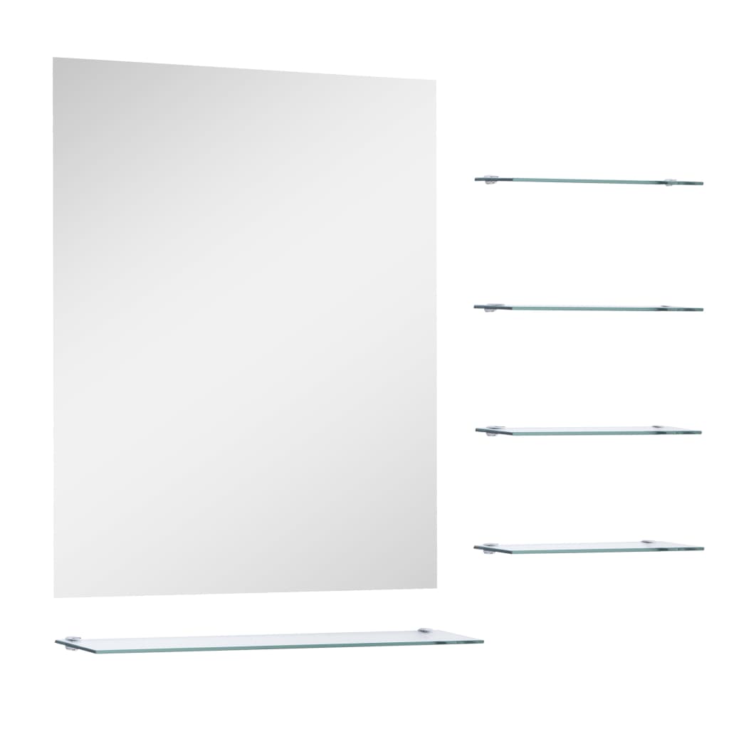 vidaXL Miroir mural avec 5 étagères Argenté 50 x 60 cm