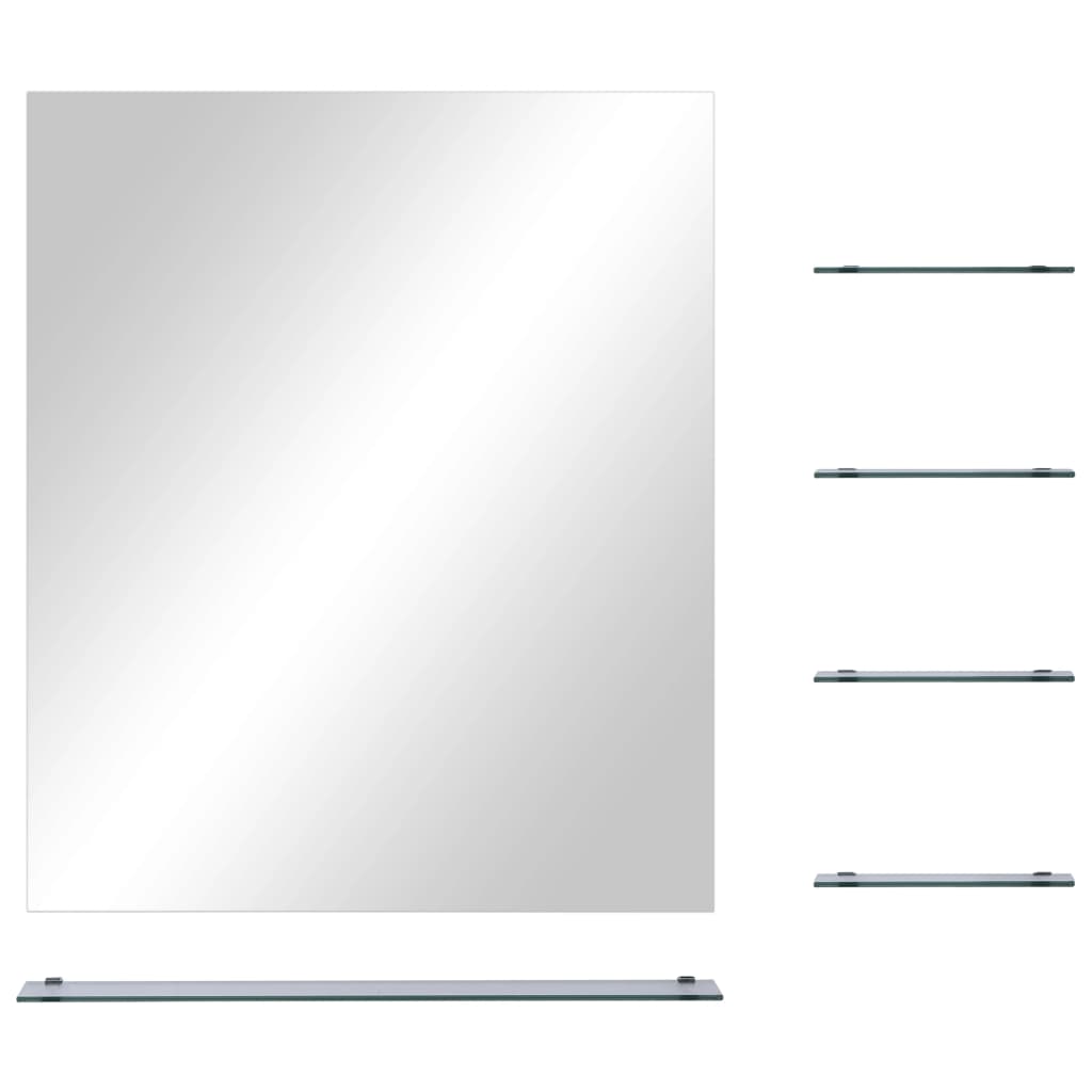 vidaXL Miroir mural avec 5 étagères Argenté 50 x 60 cm