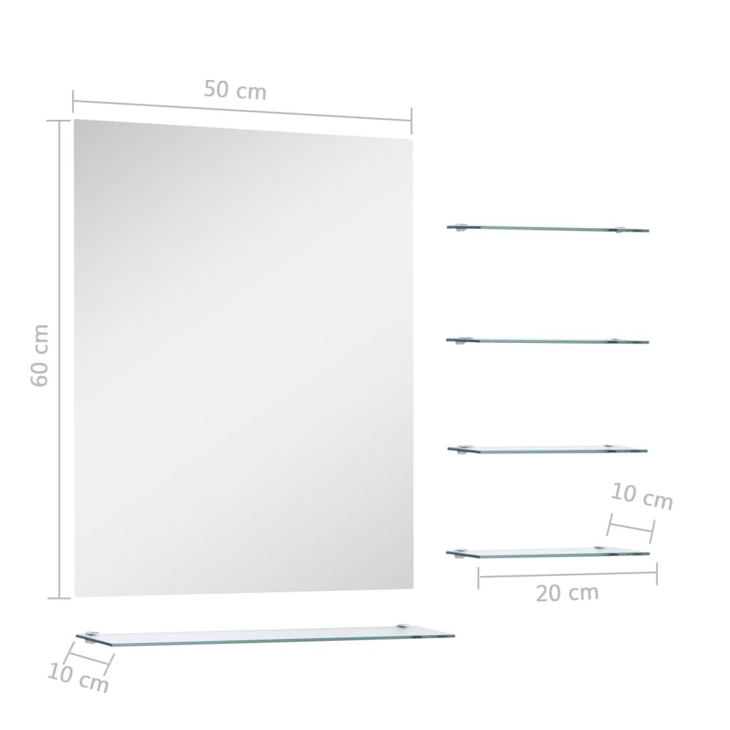 vidaXL Miroir mural avec 5 étagères Argenté 50 x 60 cm