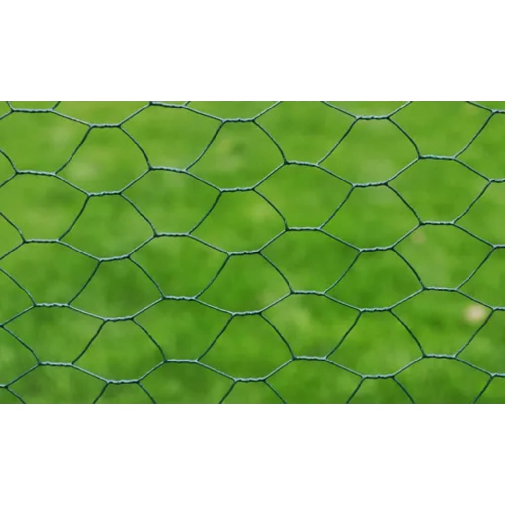 vidaXL Clôture en treillis acier hexagonal 1x25 m vert foncé