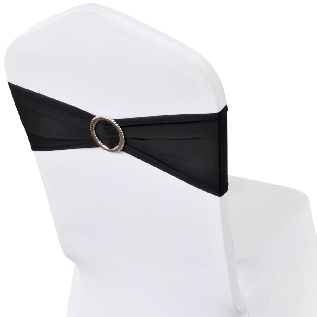 vidaXL Ruban décoratif élastique avec boucle de chaise 25 pcs Noir