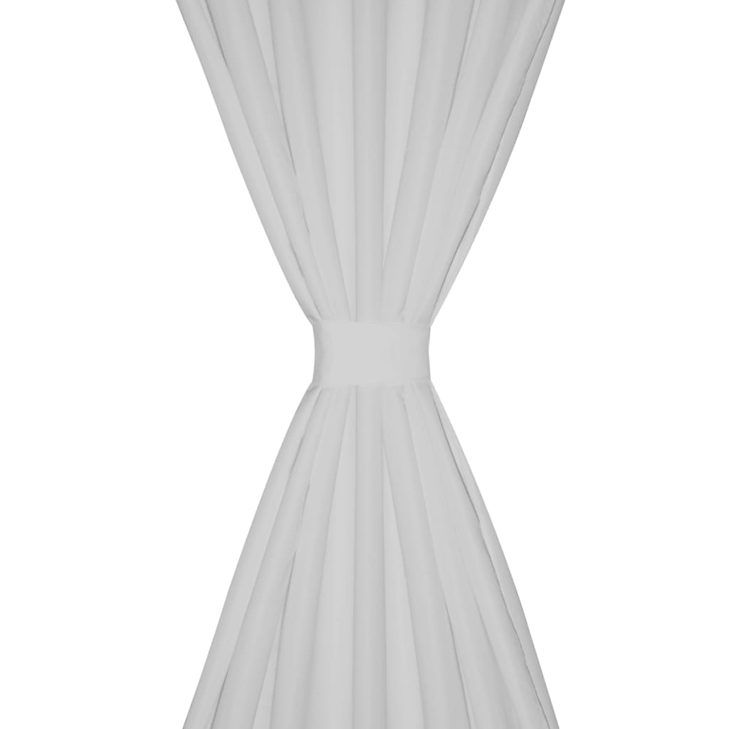 2 pcs Rideau à Passant Micro Satin Blanc 140 x 245 cm