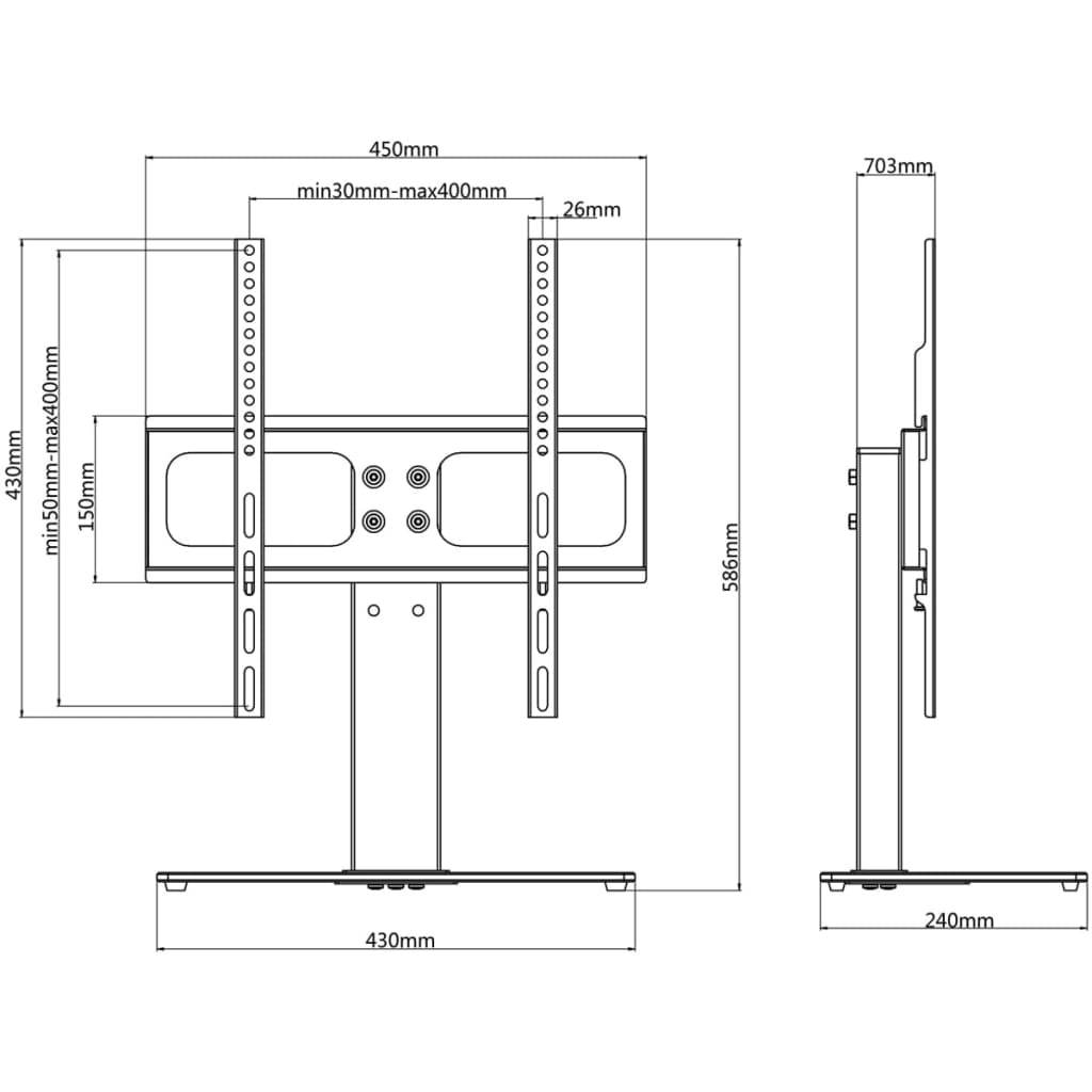 vidaXL Support TV avec base 400 x 400 mm 23" - 55"