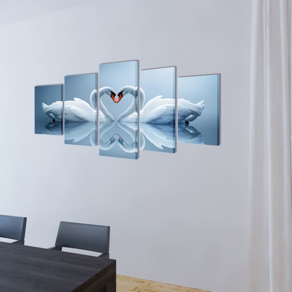 Set de toiles murales imprimées Cygnes 200 x 100 cm