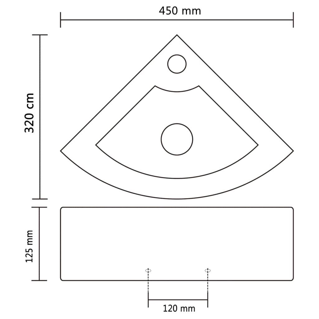 vidaXL Lavabo avec trou de trop-plein 45x32x12,5 cm Noir