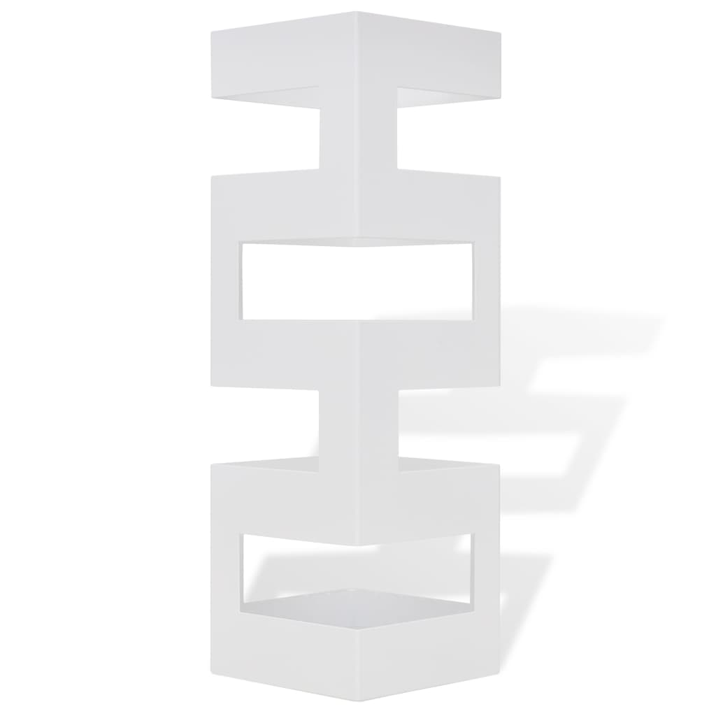 Blanc Carré Porte-parapluie Stockage pour cannes bâtons Acier 48,5 cm