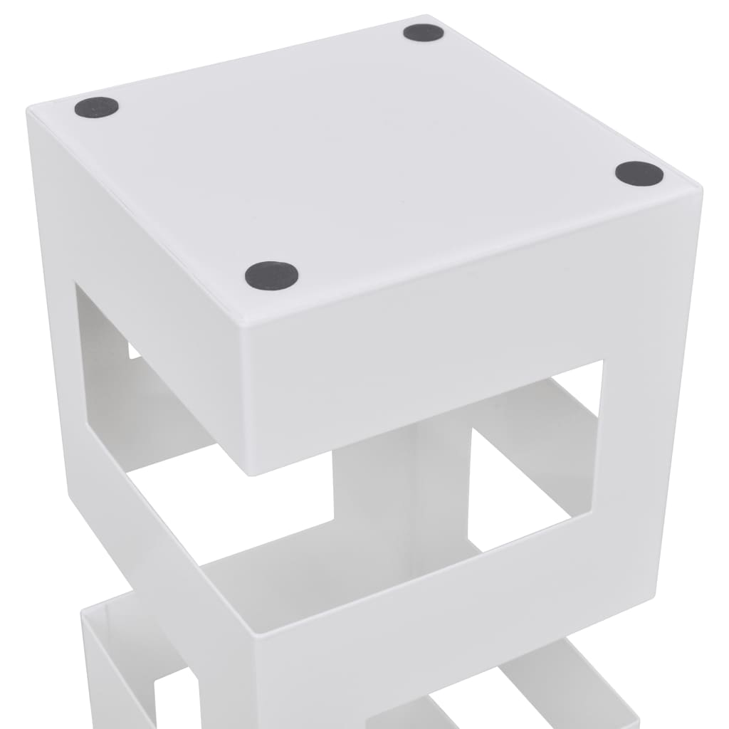 Blanc Carré Porte-parapluie Stockage pour cannes bâtons Acier 48,5 cm