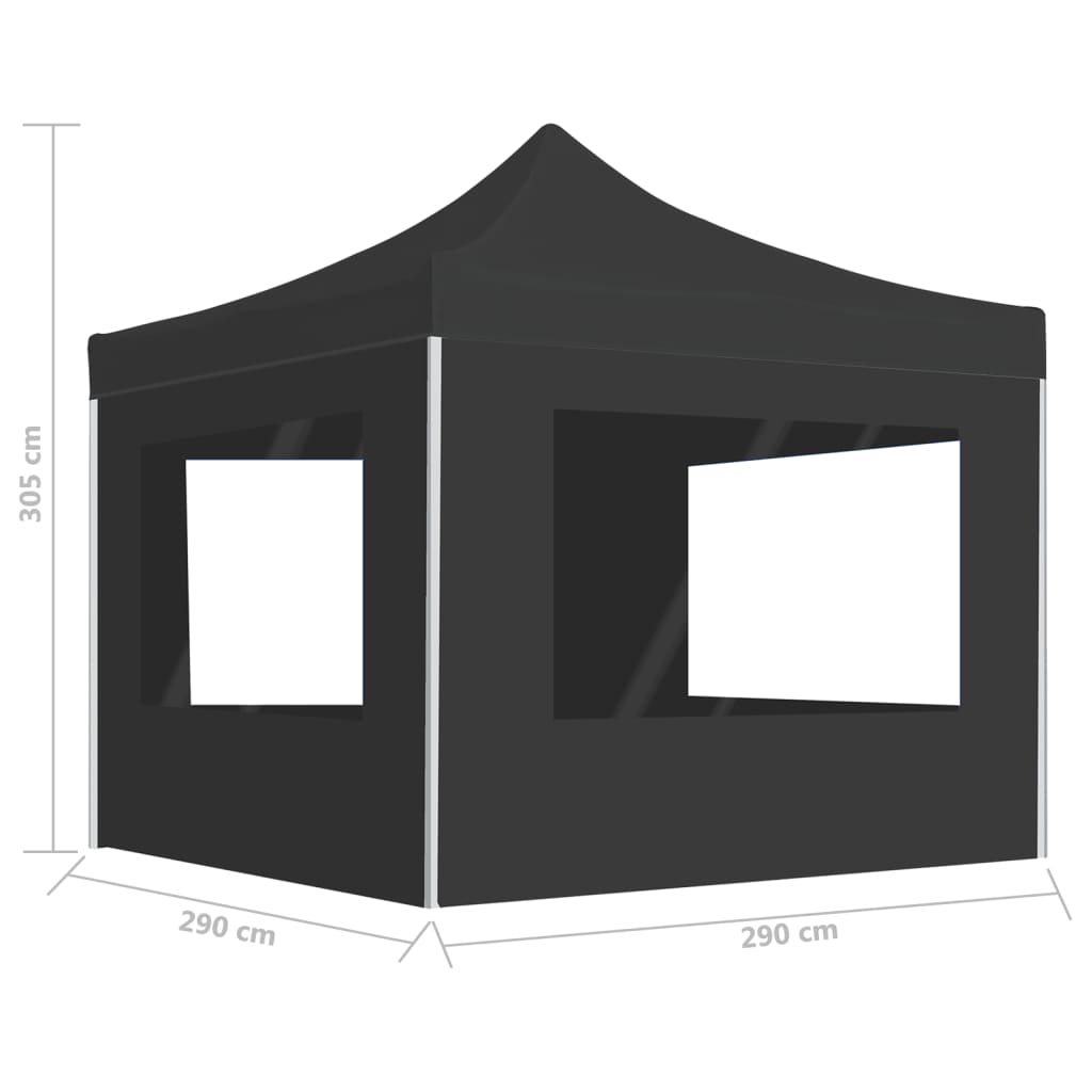 vidaXL Tente de réception pliable à parois Aluminium 3 x 3m Anthracite