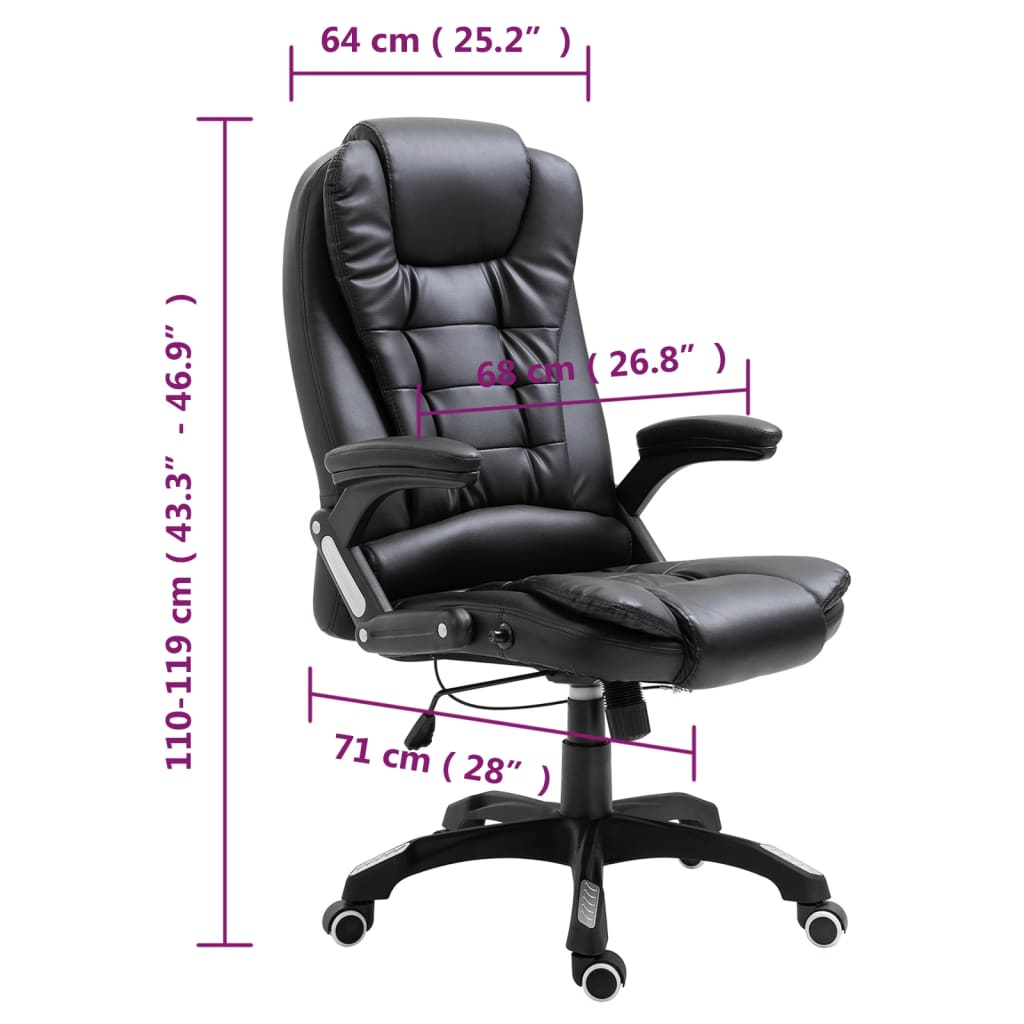 vidaXL Chaise de bureau Noir Similicuir