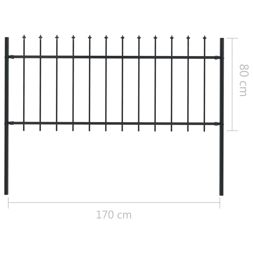 vidaXL Clôture de jardin avec dessus en lance Acier 1,7 x 0,8 m Noir