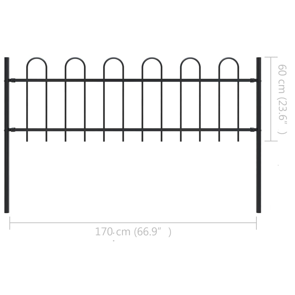 vidaXL Clôture de jardin avec dessus en cerceau Acier 1,7 m Noir