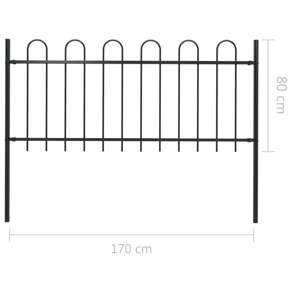 vidaXL Clôture de jardin avec dessus en cerceau Acier 1,7 m Noir