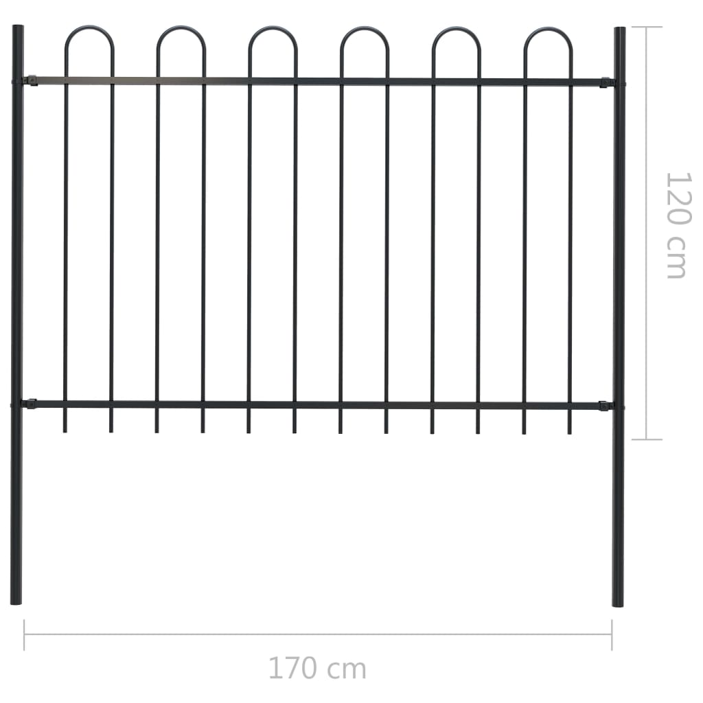 vidaXL Clôture de jardin avec dessus en cerceau Acier 1,7 m Noir