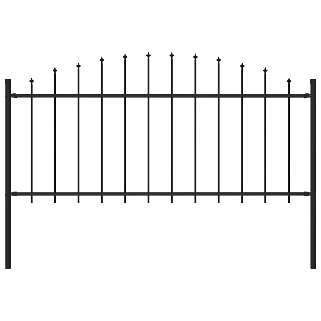 vidaXL Clôture de jardin à dessus en lance Acier (0,5-0,75)x1,7 m Noir