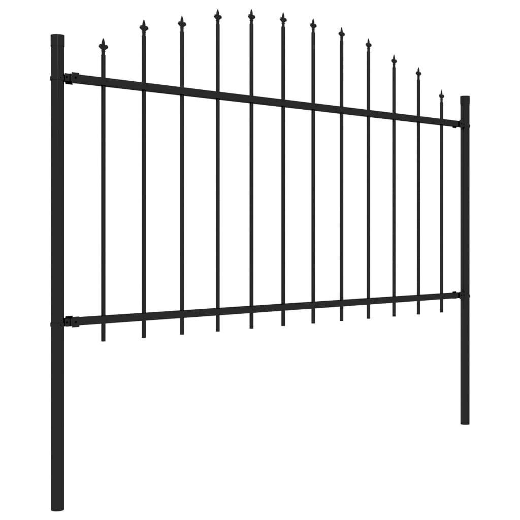 vidaXL Clôture de jardin avec dessus en lance Acier 1,7 m Noir