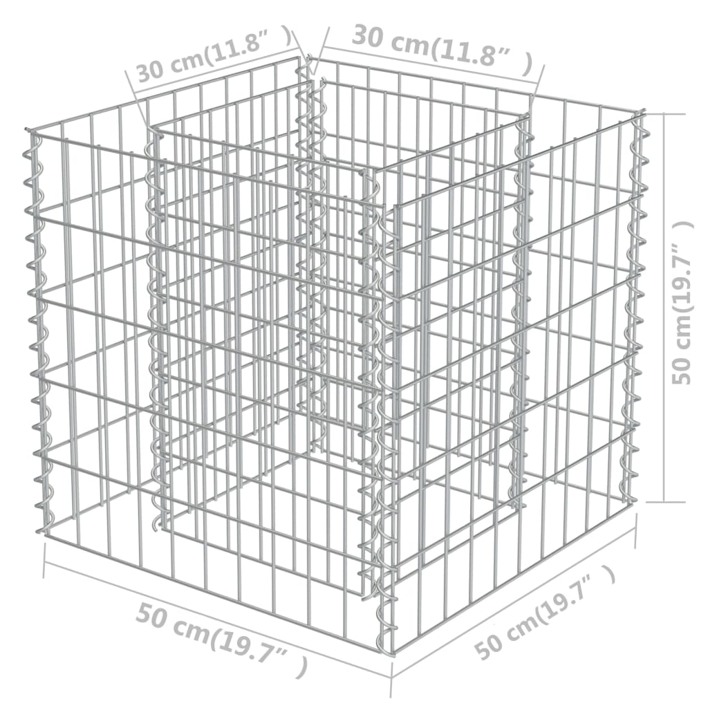 vidaXL Lit surélevé à gabion Acier galvanisé 50x50x50 cm