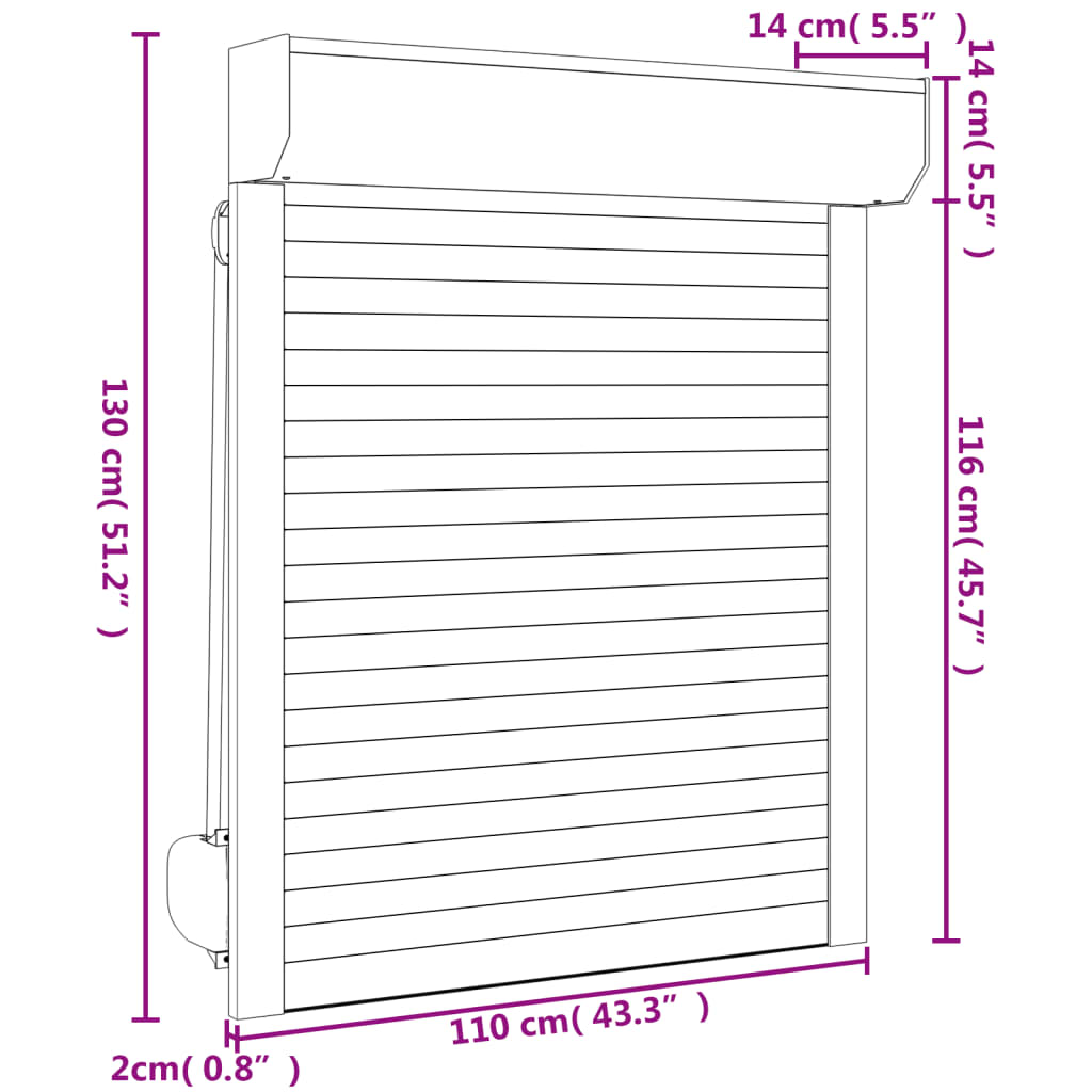 vidaXL Volet roulant aluminium 110x130 cm blanc