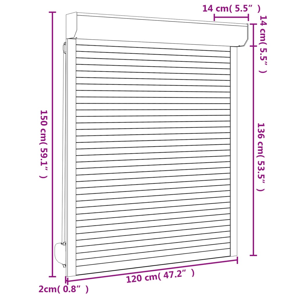 vidaXL Volet roulant aluminium 120x150 cm blanc