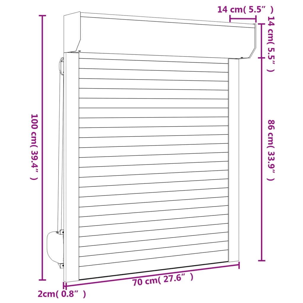 vidaXL Volet roulant aluminium 70x100 cm anthracite