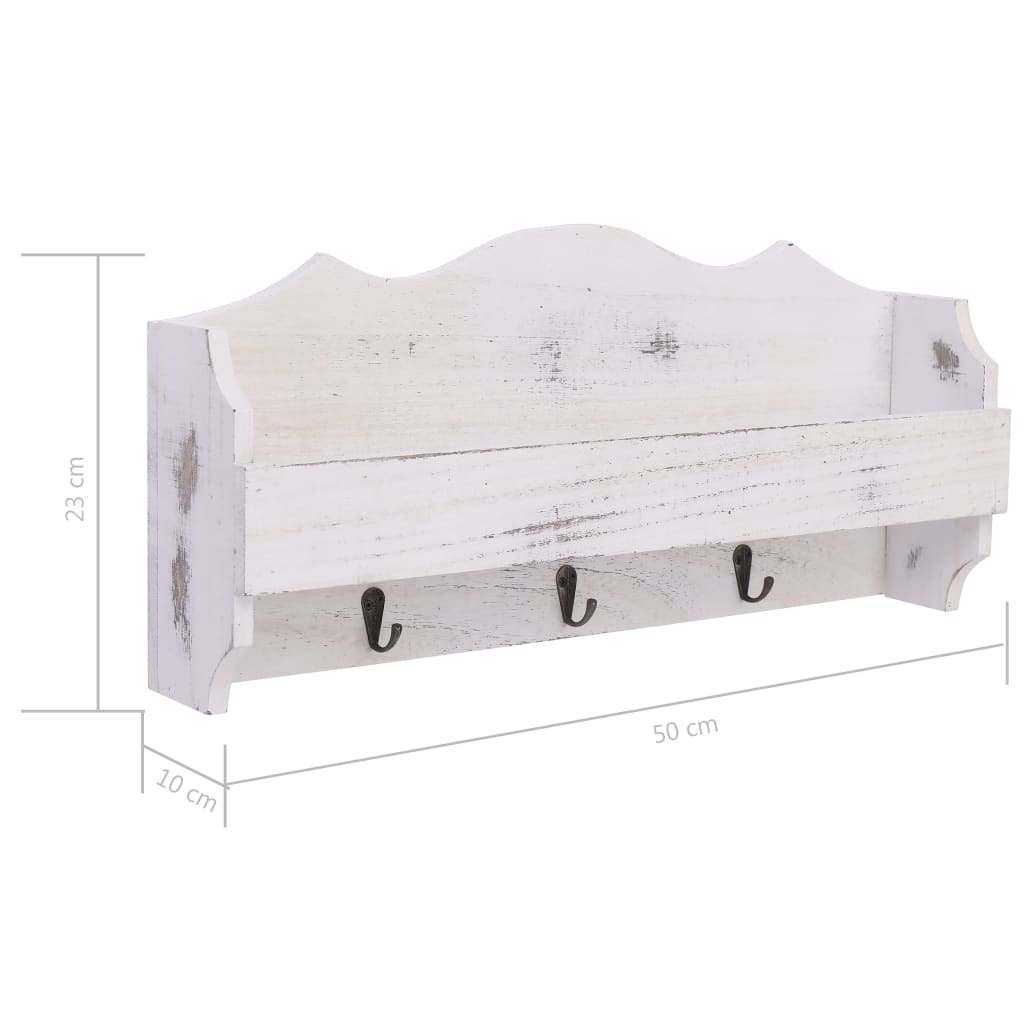 vidaXL Porte-manteau mural Blanc 50x10x23 cm Bois