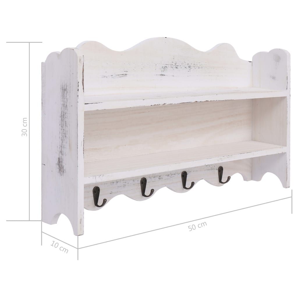 vidaXL Porte-manteau mural Blanc 50x10x30 cm Bois