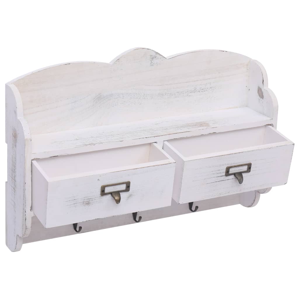 vidaXL Porte-manteau mural Blanc 50x10x34 cm Bois