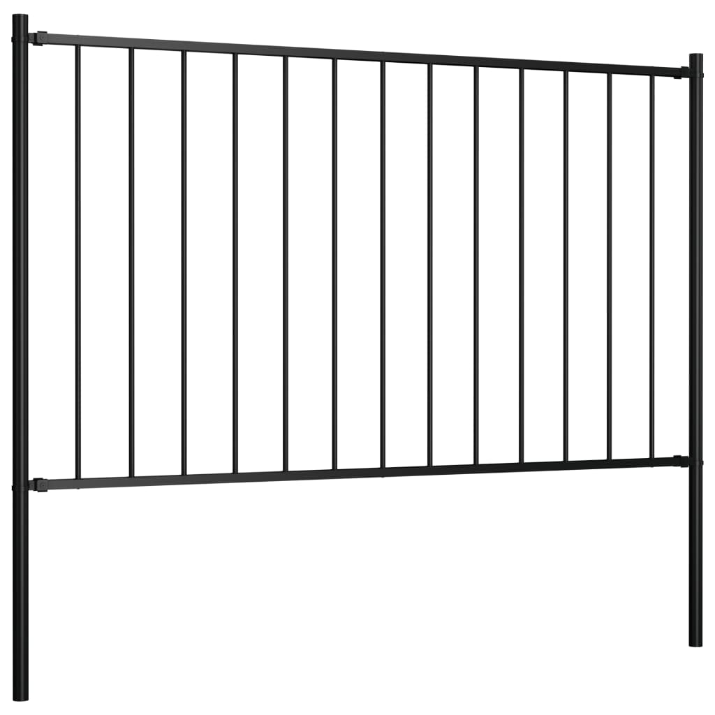 vidaXL Panneau clôture et poteaux Acier enduit poudre 1,7x1,25 m Noir