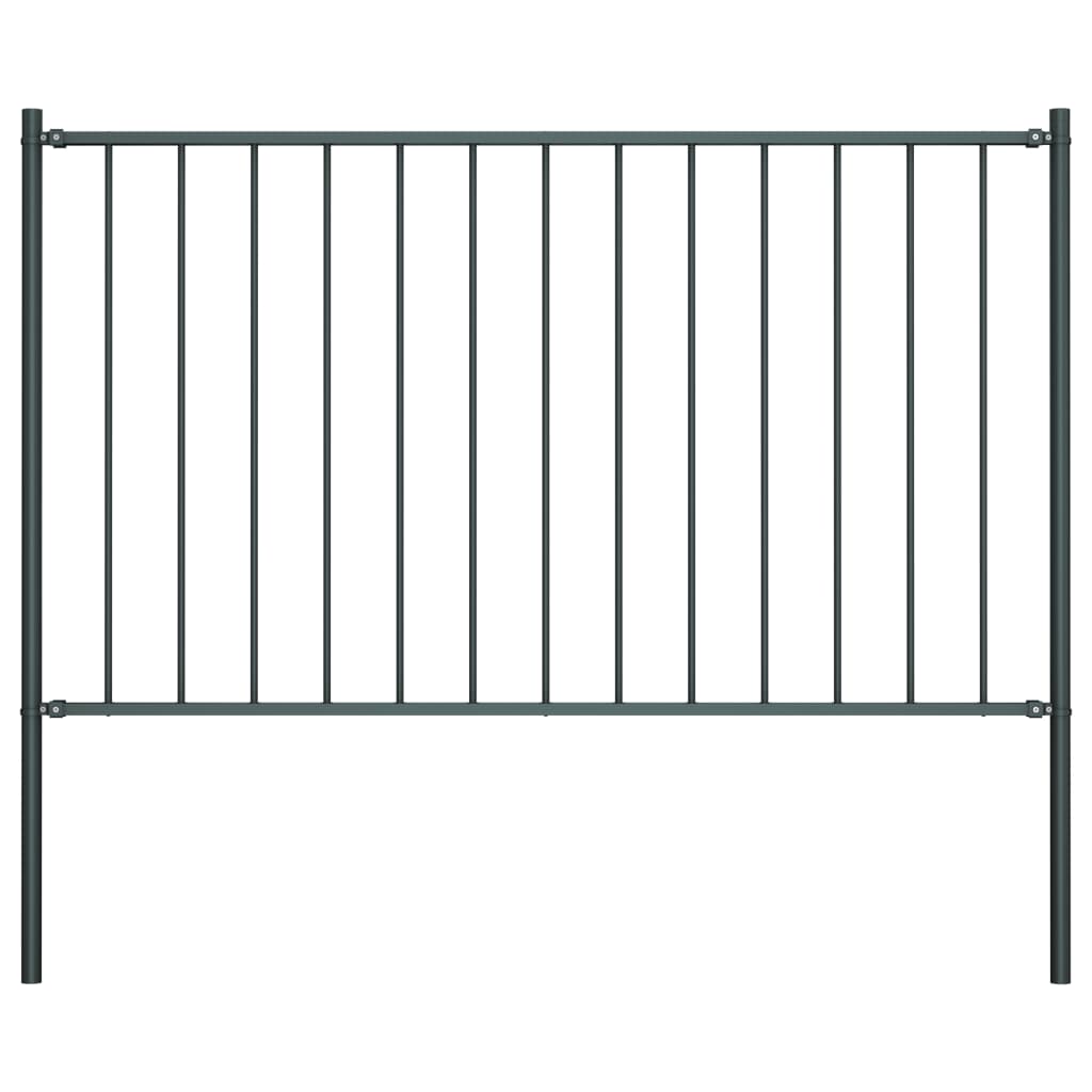 vidaXL Panneau clôture poteau Acier enduit poudre 1,7x1,25m Anthracite