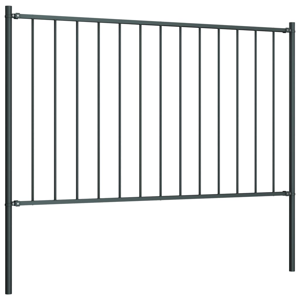 vidaXL Panneau clôture poteau Acier enduit poudre 1,7x1,25m Anthracite