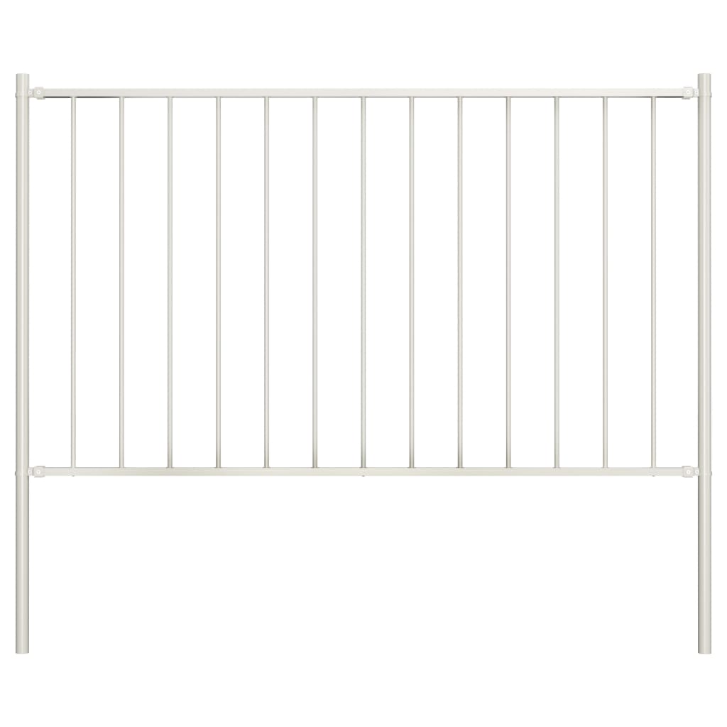 vidaXL Panneau de clôture poteau Acier enduit poudre 1,7x1,25 m Blanc
