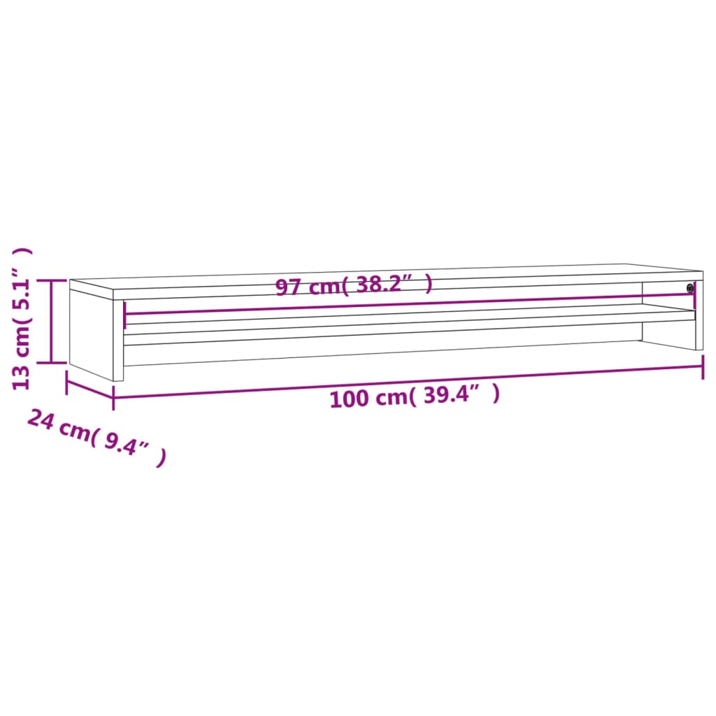vidaXL Support de moniteur Chêne Sonoma 100 x 24 x 13 cm Aggloméré