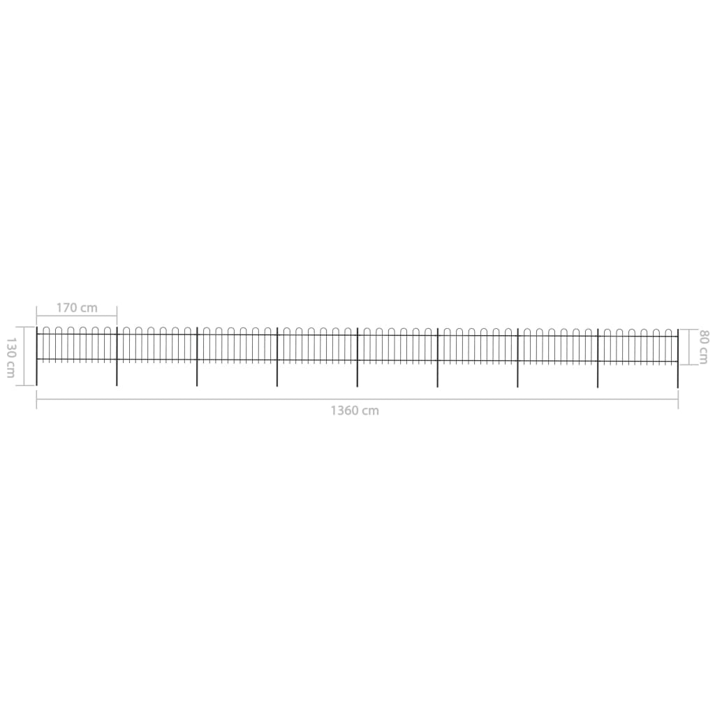 vidaXL Clôture de jardin avec dessus en cerceau Acier 13,6x0,8 m Noir