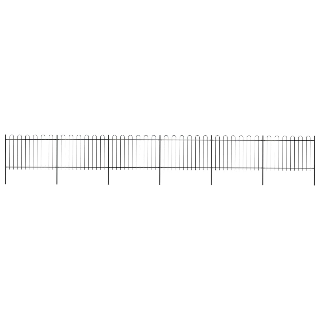 vidaXL Clôture de jardin avec dessus en cerceau Acier 10,2x1,2 m Noir