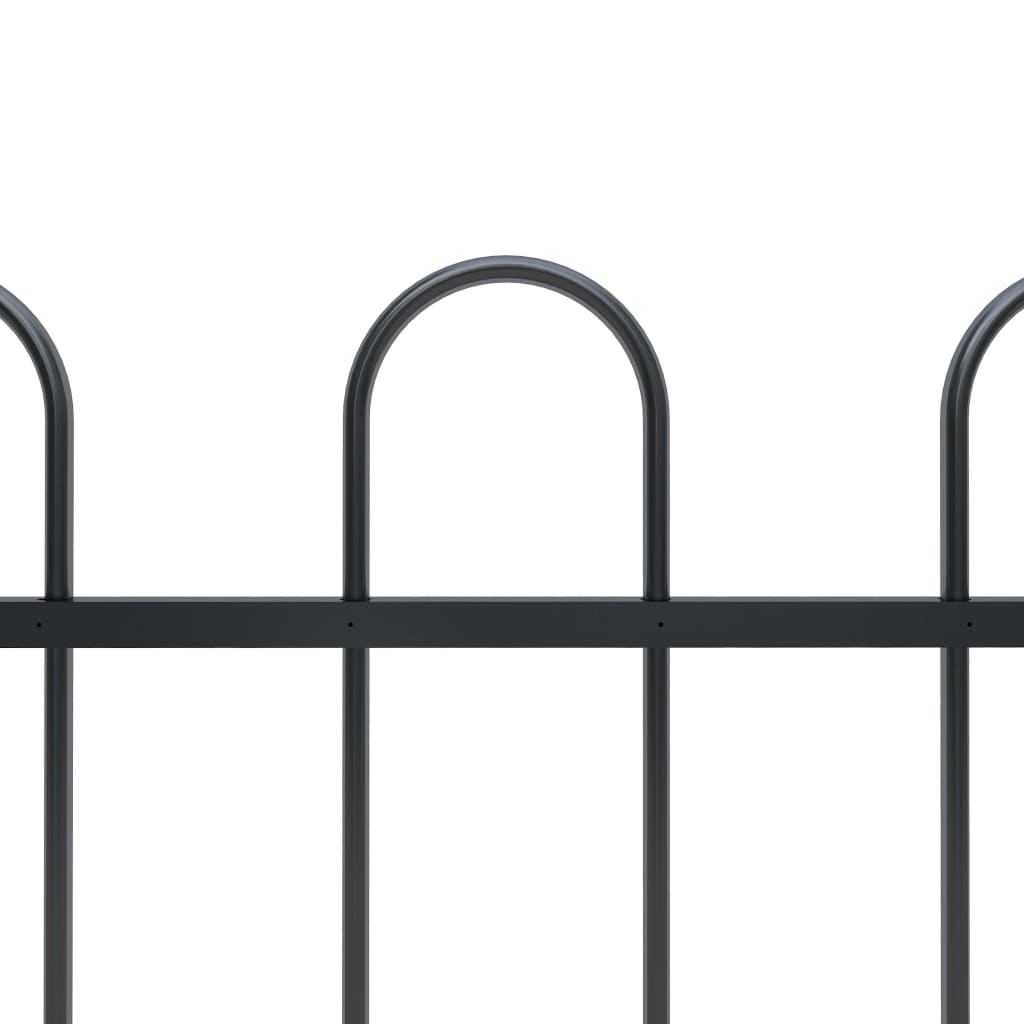 vidaXL Clôture de jardin avec dessus en cerceau Acier 10,2x1,2 m Noir