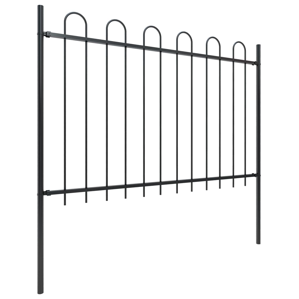 vidaXL Clôture de jardin avec dessus en cerceau Acier 11,9x1,2 m Noir