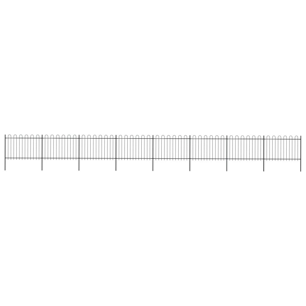 vidaXL Clôture de jardin avec dessus en cerceau Acier 13,6x1,2 m Noir