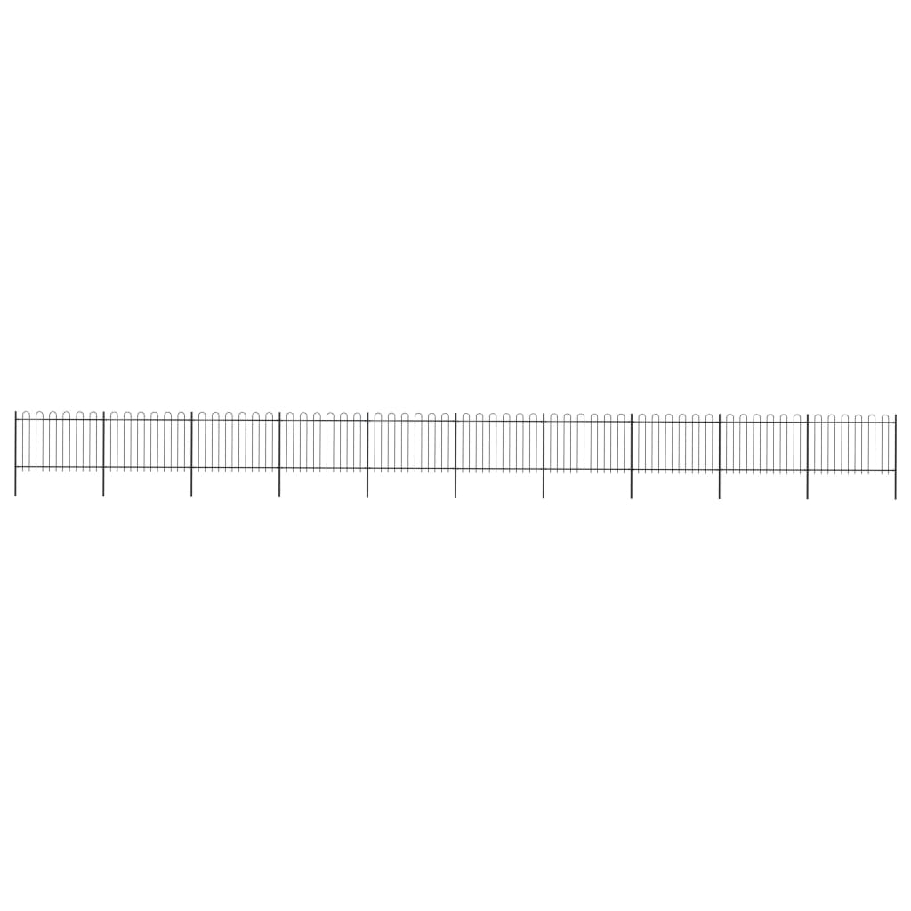 vidaXL Clôture de jardin avec dessus en cerceau Acier 17 x 1,2 m Noir