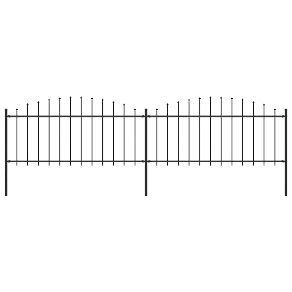 vidaXL Clôture de jardin à dessus en lance Acier (0,5-0,75)x3,4 m Noir