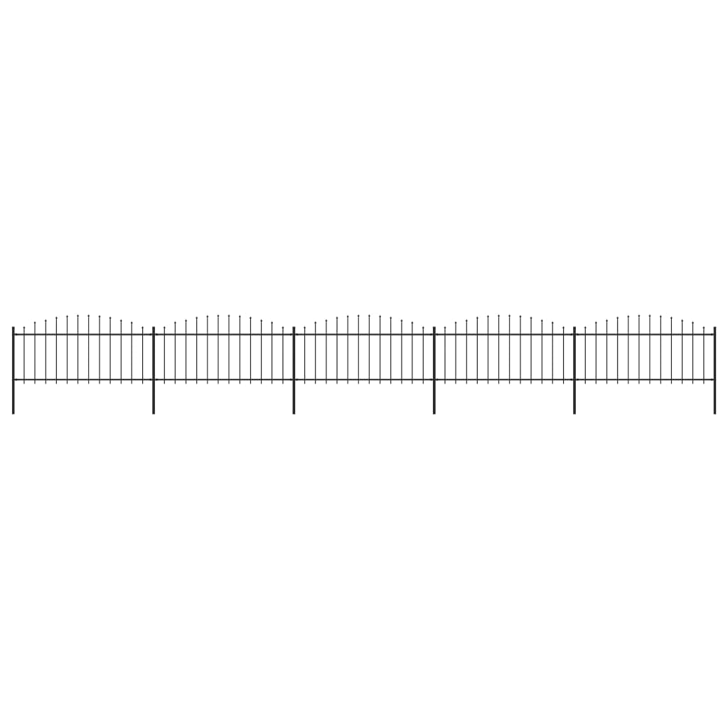 vidaXL Clôture de jardin à dessus en lance Acier (0,5-0,75)x8,5 m Noir