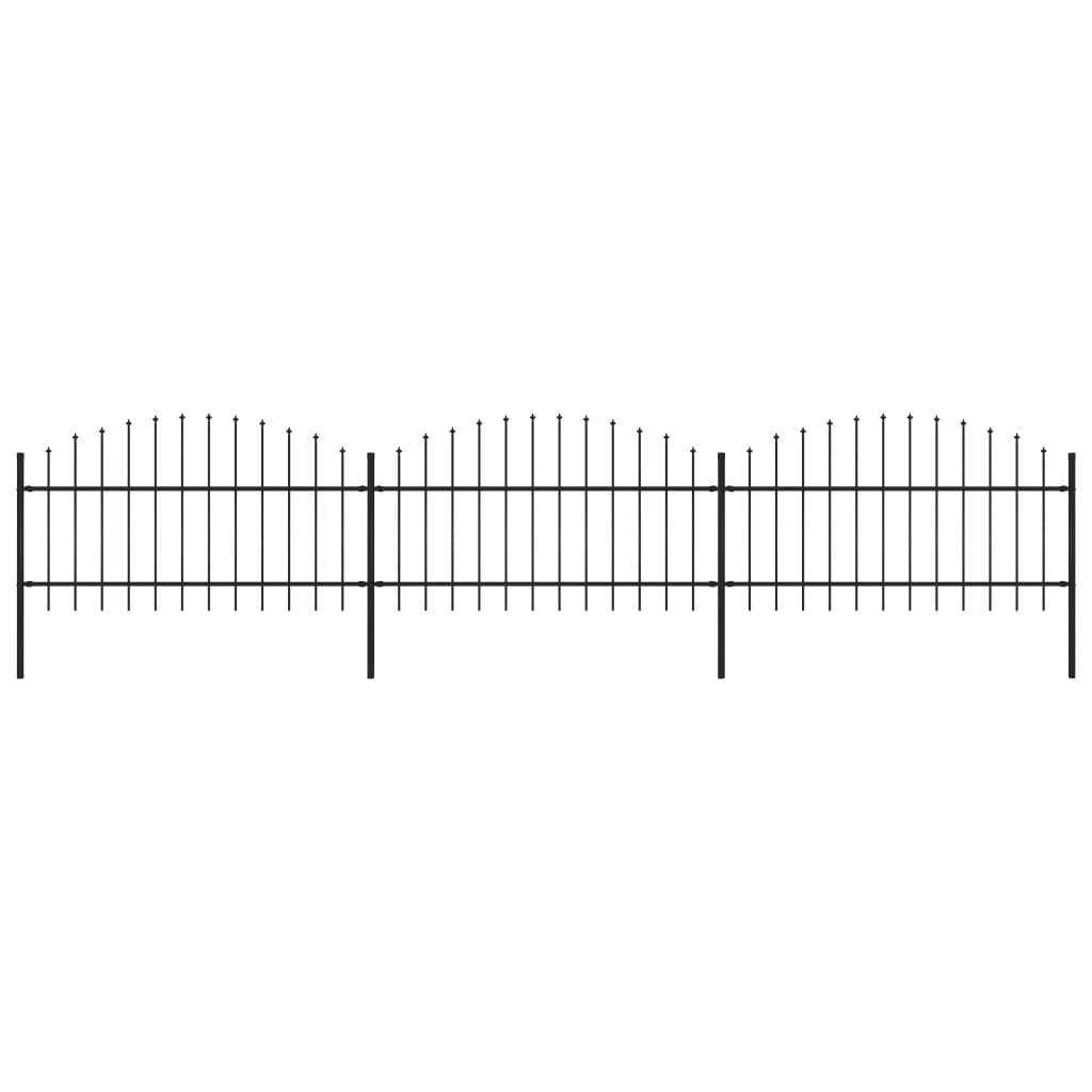 vidaXL Clôture de jardin à dessus en lance Acier (1-1,25)x5,1 m Noir