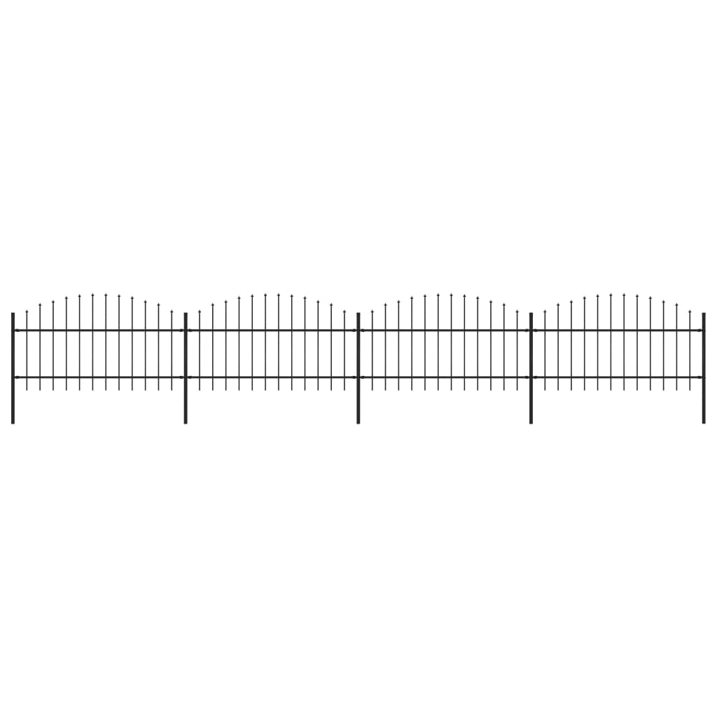 vidaXL Clôture de jardin à dessus en lance Acier (1-1,25)x6,8 m Noir