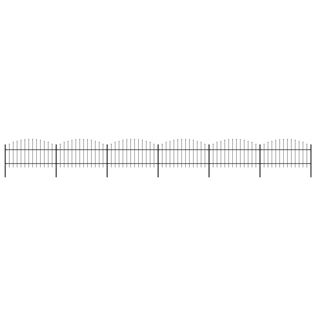vidaXL Clôture de jardin à dessus en lance Acier (1-1,25)x10,2 m Noir