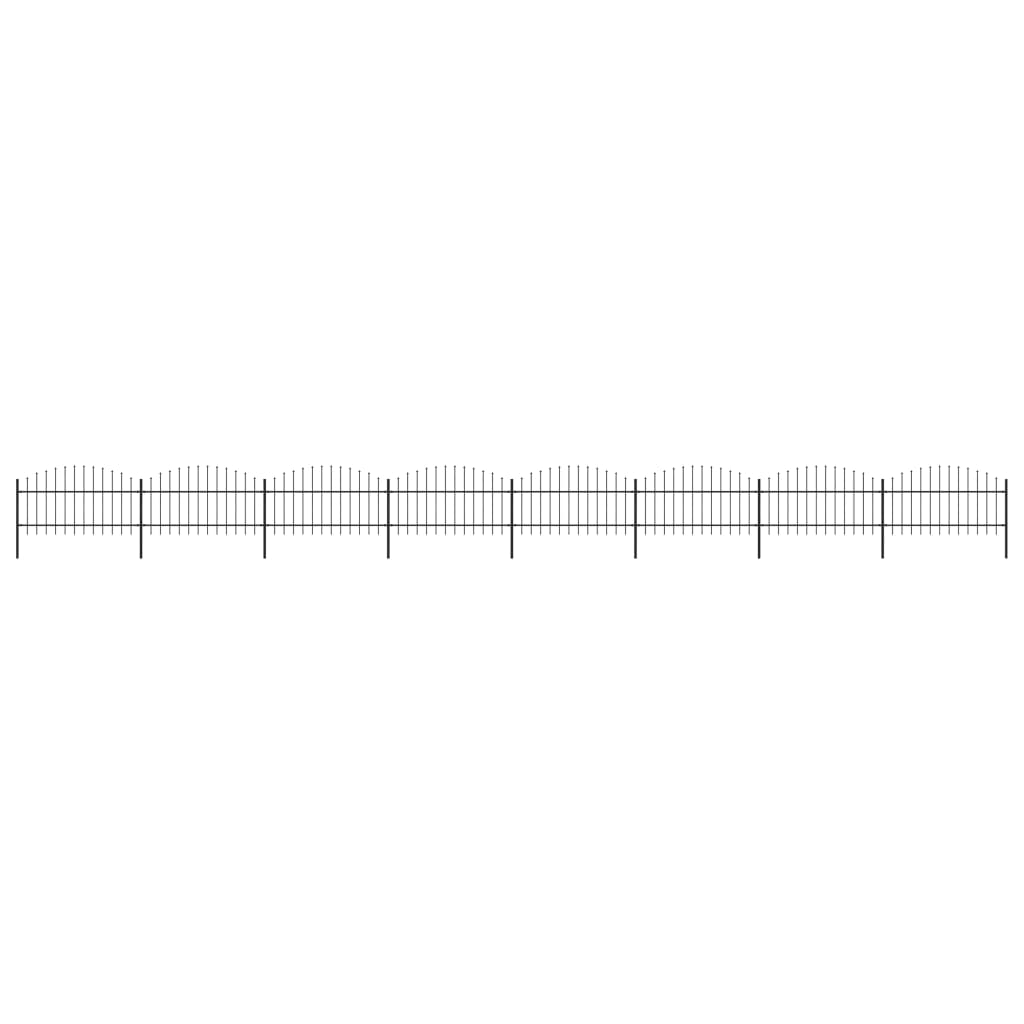 vidaXL Clôture de jardin à dessus en lance Acier (1-1,25)x13,6 m Noir