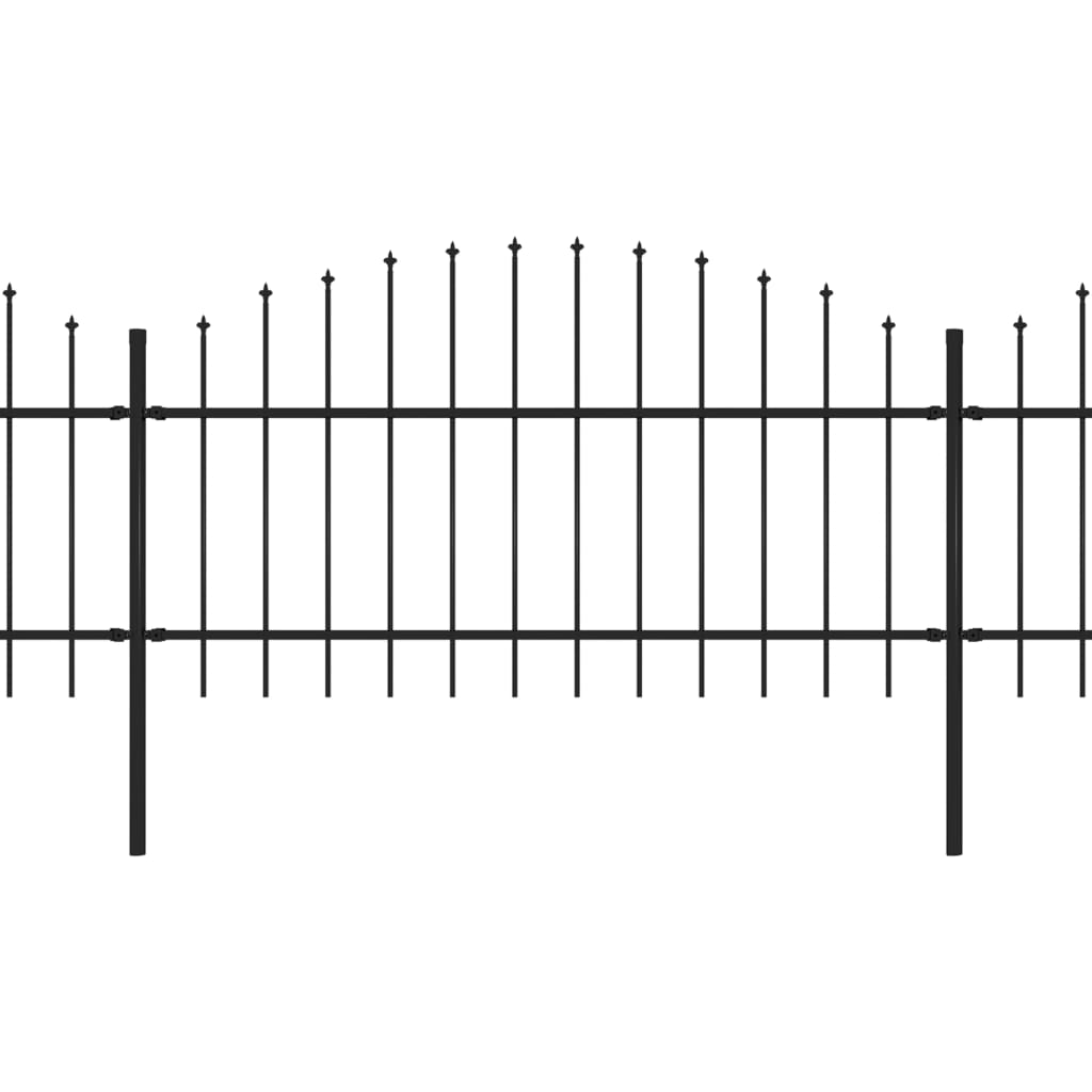 vidaXL Clôture de jardin à dessus en lance Acier (1-1,25)x13,6 m Noir