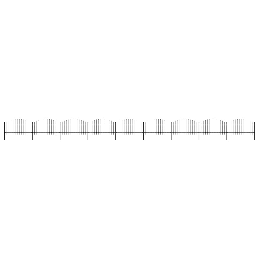 vidaXL Clôture de jardin à dessus en lance Acier (1-1,25)x15,3 m Noir