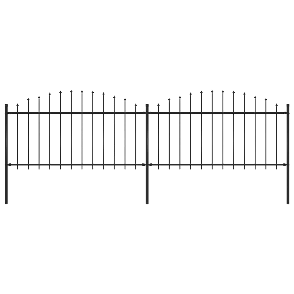 vidaXL Clôture de jardin à dessus en lance Acier (1,25-1,5)x3,4 m Noir