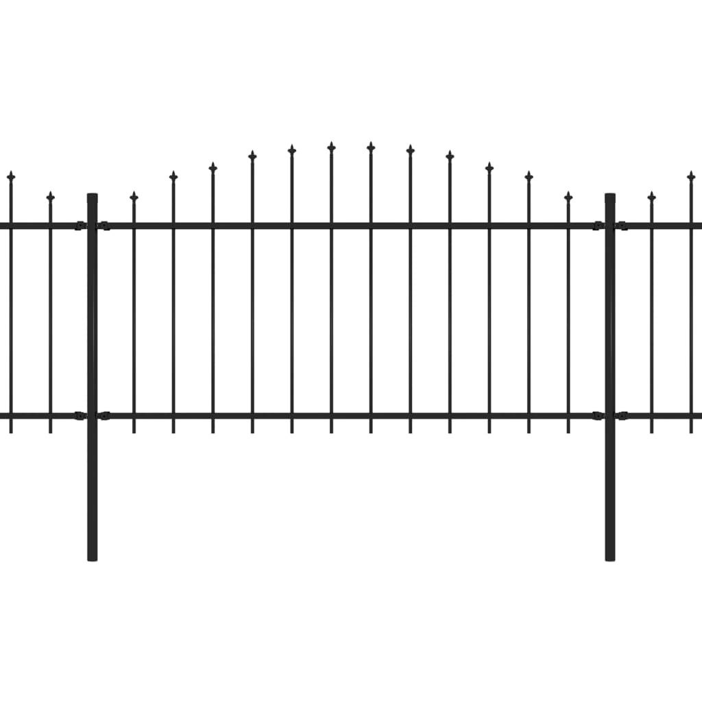 vidaXL Clôture de jardin à dessus en lance Acier (1,25-1,5)x3,4 m Noir