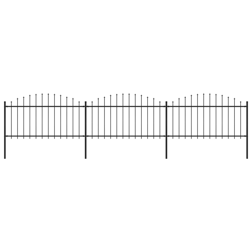 vidaXL Clôture de jardin à dessus en lance Acier (1,25-1,5)x5,1 m Noir