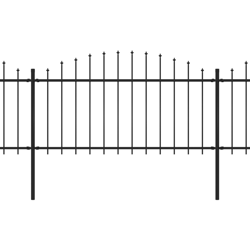 vidaXL Clôture de jardin à dessus en lance Acier (1,25-1,5)x5,1 m Noir