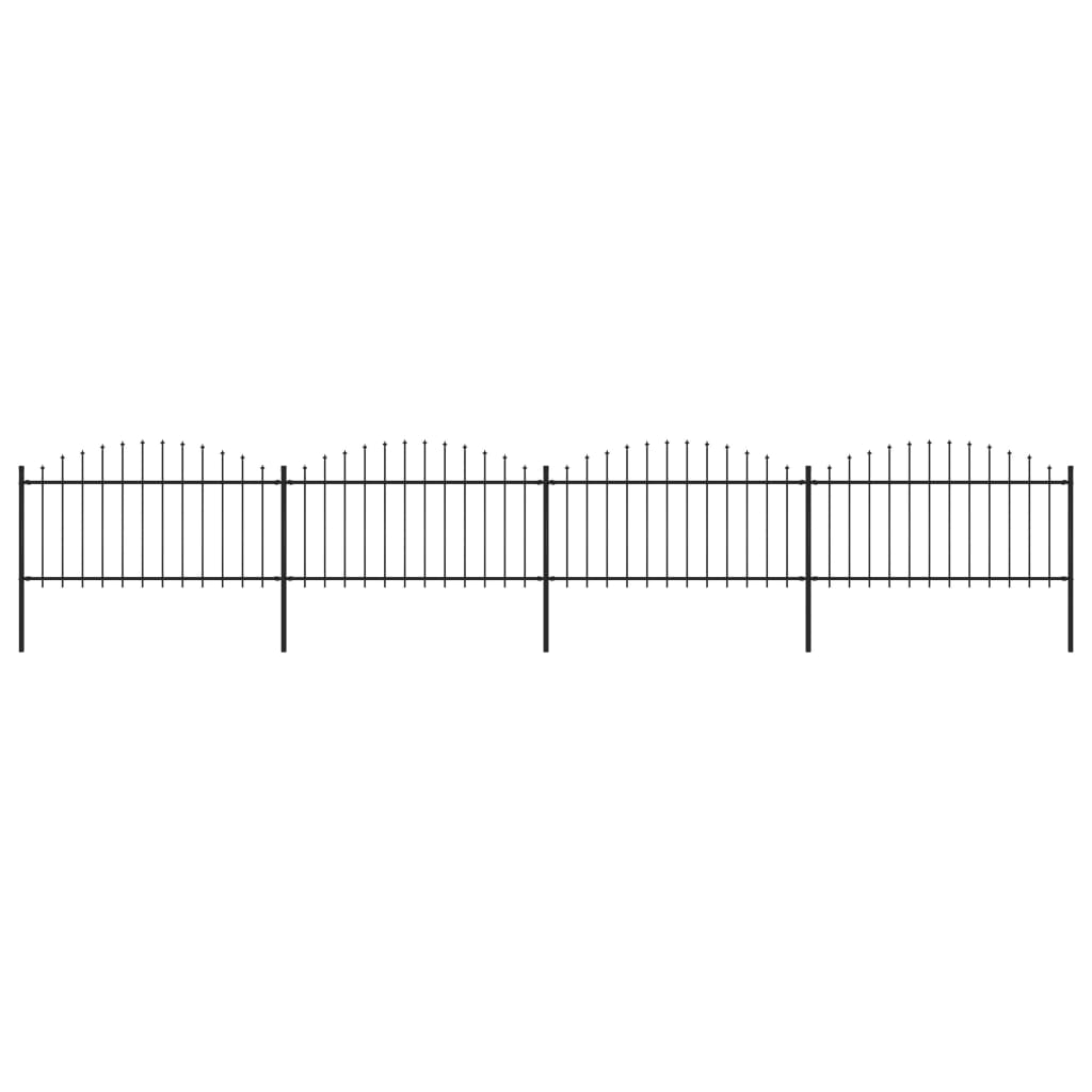 vidaXL Clôture de jardin à dessus en lance Acier (1,25-1,5)x6,8 m Noir
